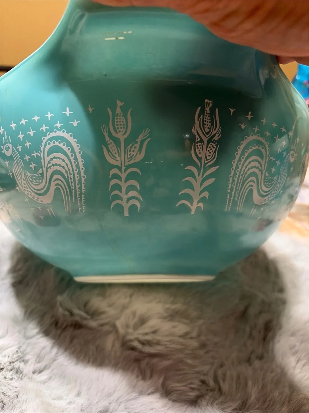 Rare Vintage Pyrex cinderella mixing bowl in amish butter print! 4 quart!